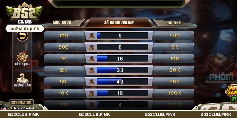 Hướng dẫn tân thủ tham gia phỏm tại B52 club