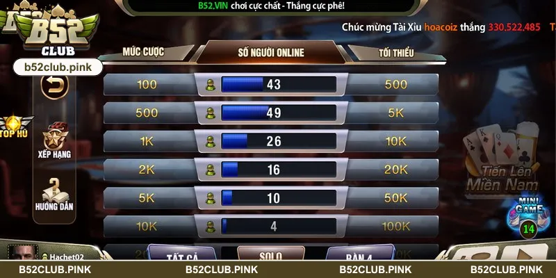 Hướng dẫn tham gia tiến lên miền nam B52 từ A – Z